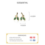 925 Silver Enamel Leaves Plant Stud Earrings Women Jewelry Bijoux