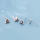 925 Silver Triangle Stud Earrings Enamel Minimalist Jewelry Hot