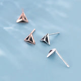 925 Silver Triangle Stud Earrings Enamel Minimalist Jewelry Hot