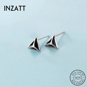 925 Silver Triangle Stud Earrings Enamel Minimalist Jewelry Hot