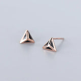 925 Silver Triangle Stud Earrings Enamel Minimalist Jewelry Hot