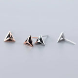 925 Silver Triangle Stud Earrings Enamel Minimalist Jewelry Hot