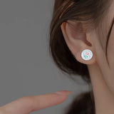 925 Silver Enamel Tulip Flower Stud Earrings Women Jewelry Plant Minimalist