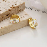 925 Silver Enamel Tulips 18K Hoop Earrings Women Party Jewelry