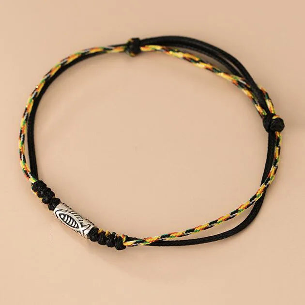 925 Silver Fish Red Rope Bracelet Women Fine Jewelry