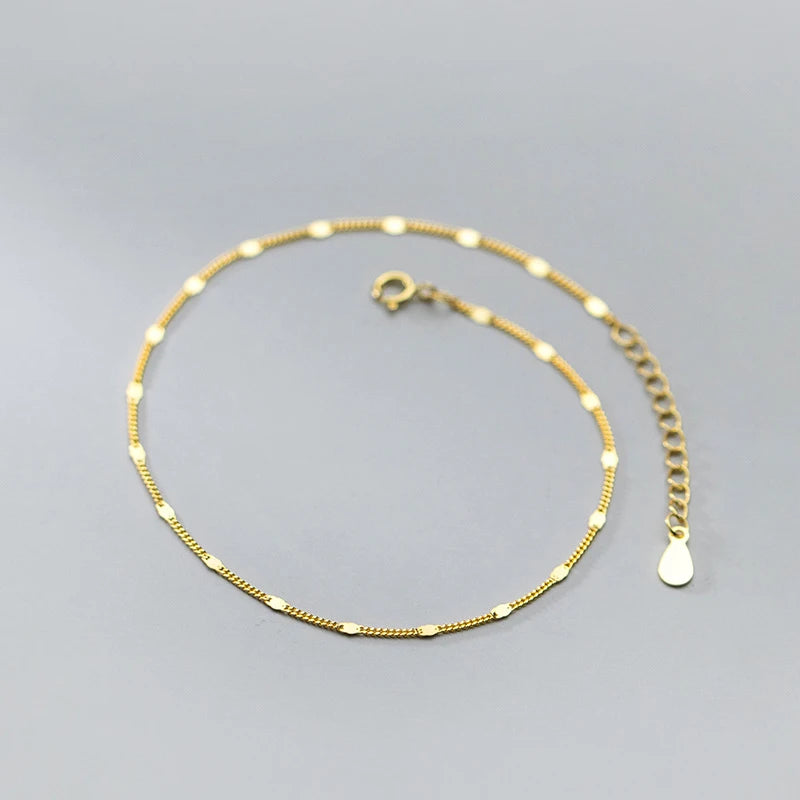 925 Sterling Silver Flakes Chain Anklet for Women