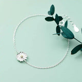 925 Silver Flower Plant Bracelet Women Party Jewelry Gift