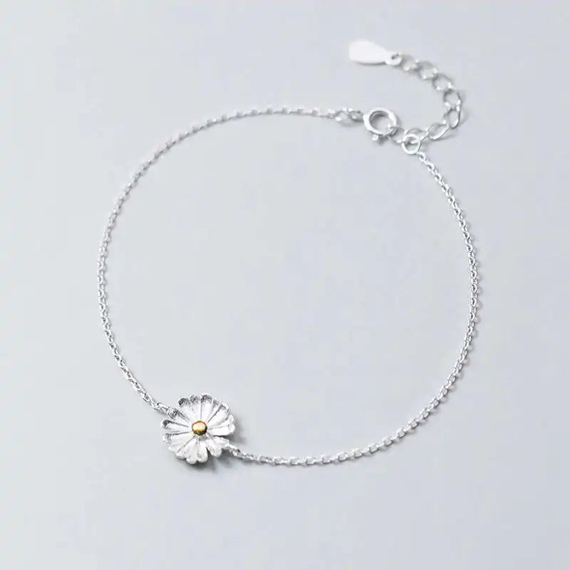 925 Silver Flower Plant Bracelet Women Party Jewelry Gift