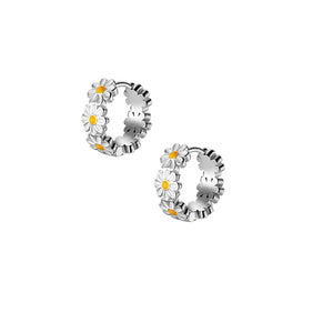 925 Sterling Silver Flower Hoop Earrings Classic Jewelry