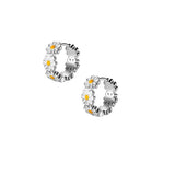925 Sterling Silver Flower Hoop Earrings Classic Jewelry