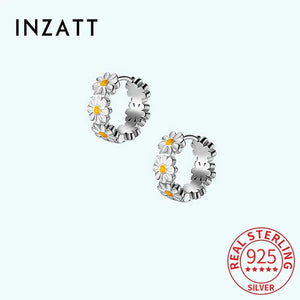 925 Sterling Silver Flower Hoop Earrings Classic Jewelry