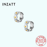 925 Sterling Silver Flower Hoop Earrings Classic Jewelry