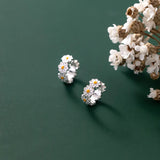 925 Sterling Silver Flower Hoop Earrings Classic Jewelry