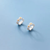 925 Sterling Silver Flower Hoop Earrings Classic Jewelry