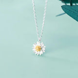 925 Sterling Silver Flower Plant Pendant Necklace for Women