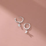 925 Sterling Silver Zircon Clover Hoop Earrings Wedding Fine Jewelry