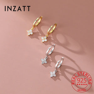 925 Sterling Silver Zircon Clover Hoop Earrings Wedding Fine Jewelry