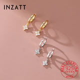 925 Sterling Silver Zircon Clover Hoop Earrings Wedding Fine Jewelry