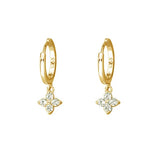 925 Sterling Silver Zircon Clover Hoop Earrings Wedding Fine Jewelry