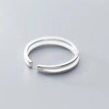 INZATT 925 Sterling Silver Geometric Adjustable Ring for Women