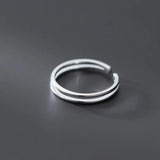 INZATT 925 Sterling Silver Geometric Adjustable Ring for Women