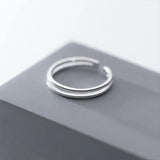 INZATT 925 Sterling Silver Geometric Adjustable Ring for Women