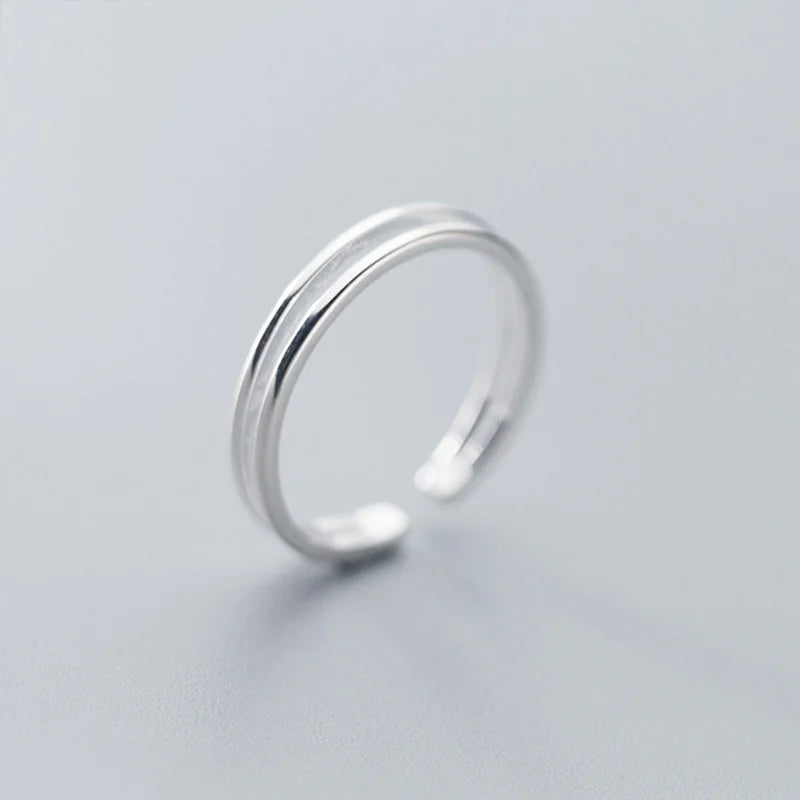 INZATT 925 Sterling Silver Geometric Adjustable Ring for Women