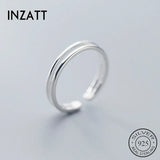 INZATT 925 Sterling Silver Geometric Adjustable Ring for Women