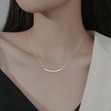 925 Silver Geometric Arc Box Chain Choker Necklace