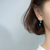 925 Silver Geometric Stone Stud Earrings, Fine Jewelry, Party Accessories