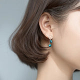 925 Silver Geometric Stone Stud Earrings, Fine Jewelry, Party Accessories