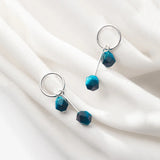 925 Silver Geometric Stone Stud Earrings, Fine Jewelry, Party Accessories