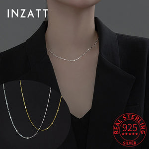 925 Silver Geometric Chain Choker Necklace Women Fine Jewelry