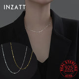 925 Silver Geometric Chain Choker Necklace Women Fine Jewelry