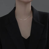 925 Silver Geometric Chain Choker Necklace Women Fine Jewelry