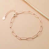 925 Sterling Silver Geometric Oval Chain Bracelet Women Party Jewelry
