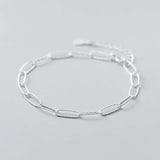 925 Sterling Silver Geometric Oval Chain Bracelet Women Party Jewelry