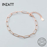 925 Sterling Silver Geometric Oval Chain Bracelet Women Party Jewelry