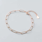 925 Sterling Silver Geometric Oval Chain Bracelet Women Party Jewelry