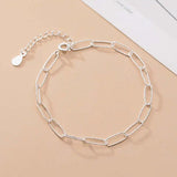 925 Sterling Silver Geometric Oval Chain Bracelet Women Party Jewelry