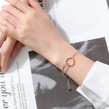 925 Sterling Silver Geometric Round Bracelet for Women