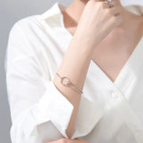 925 Sterling Silver Geometric Round Bracelet for Women