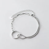 925 Sterling Silver Geometric Round Bracelet for Women