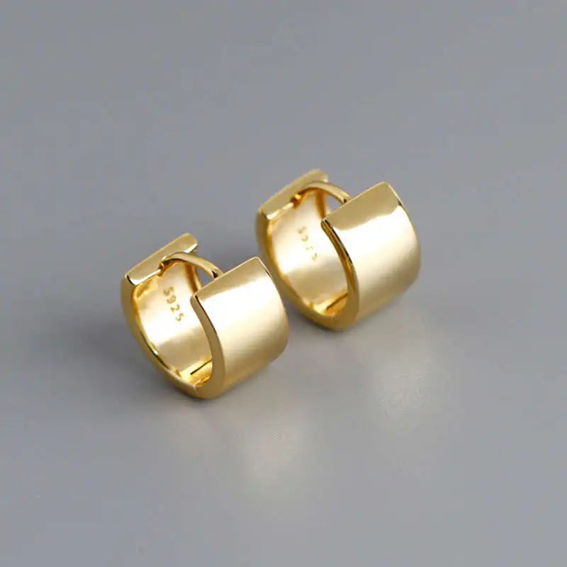 925 Silver Geometric Round Hoop Earrings for Women
