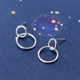 INZATT 925 Silver Round Stud Earrings Women Fine Jewelry