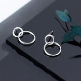 INZATT 925 Silver Round Stud Earrings Women Fine Jewelry