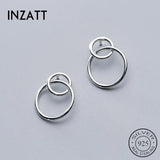 INZATT 925 Silver Round Stud Earrings Women Fine Jewelry