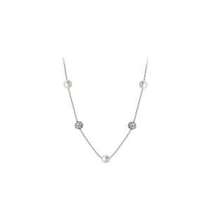 925 Silver Zircon Pearl Choker Necklace Women Jewelry