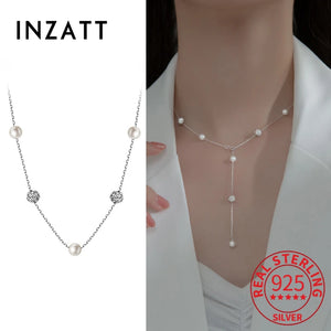 925 Silver Zircon Pearl Choker Necklace Women Jewelry