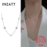 925 Silver Zircon Pearl Choker Necklace Women Jewelry